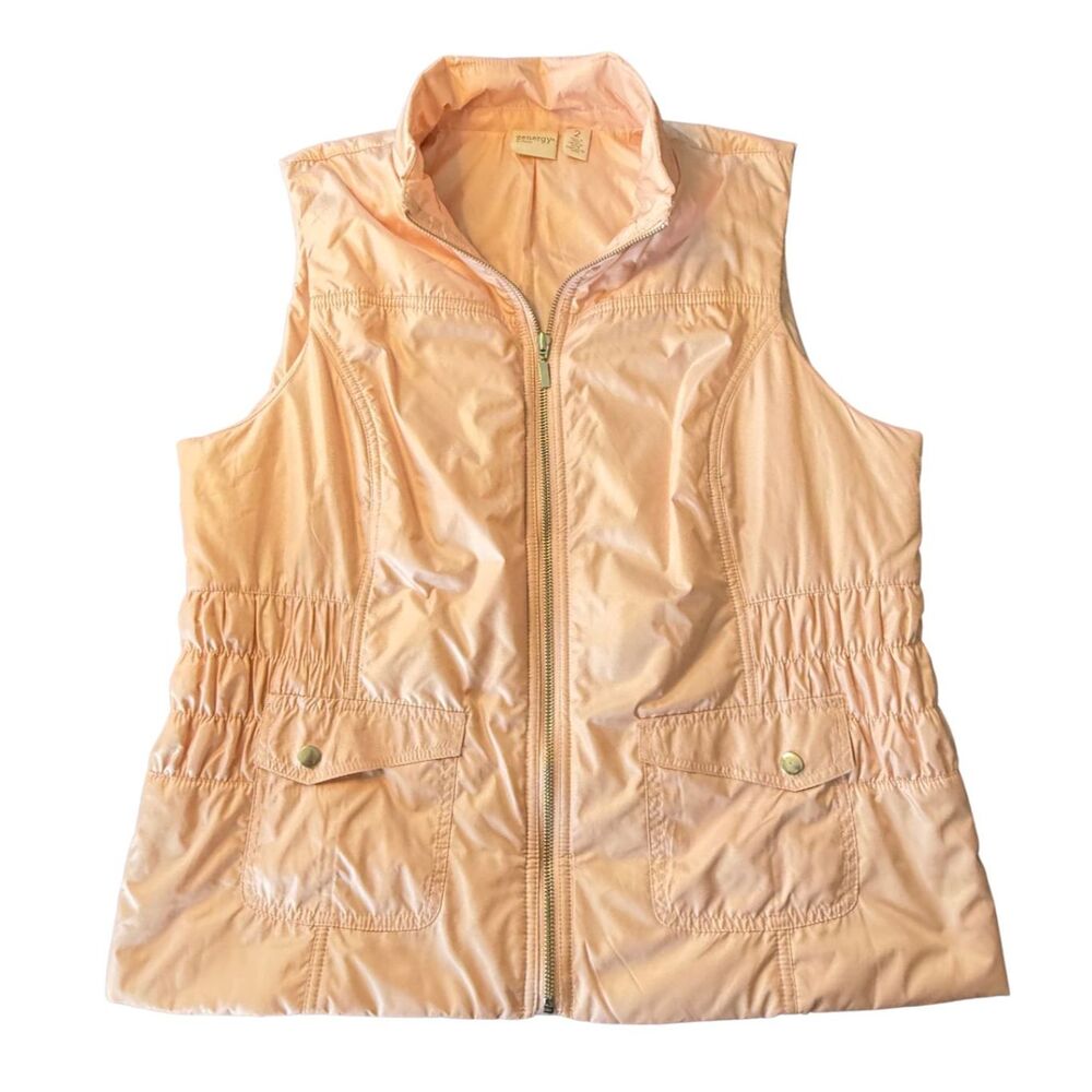 Zenergy by Chico's Quilted Gathered Waist Sleeveless Puffer Vest (2 size Large)